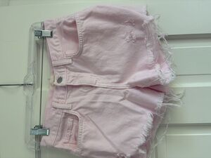 L’AGENCE Audrey Women’s Soft Pink Destruct Mid Rise Jean Shorts